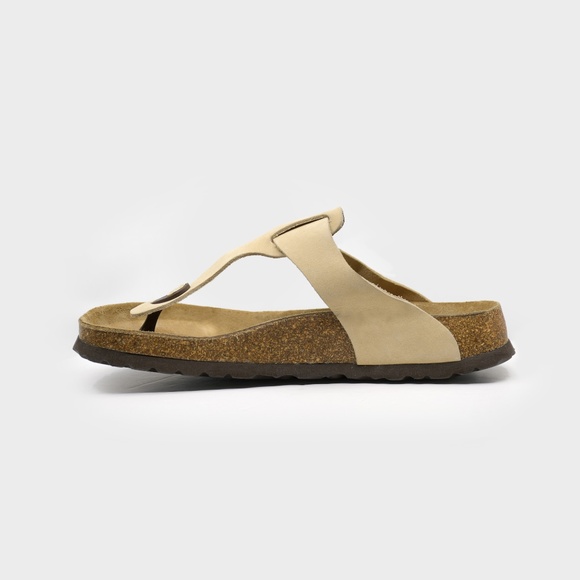 BETULA® by BIRKENSTOCK® Gizeh Sandals Nubuck Leather in Light Tan - Picture 2 of 7